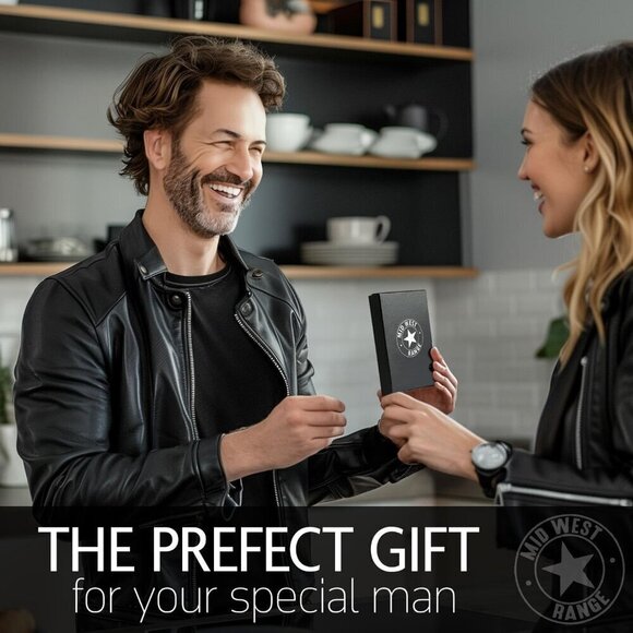 Distressed Brown Leather 10 Card Slots Patriotic Biker Wallet with Chain for Men - Picture 6 of 7